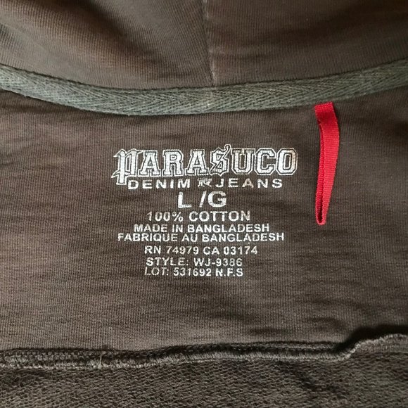 Parasuco Brown Hoodie Zip-up Hooded Sweatshirt MEN Large - Picture 2 of 7